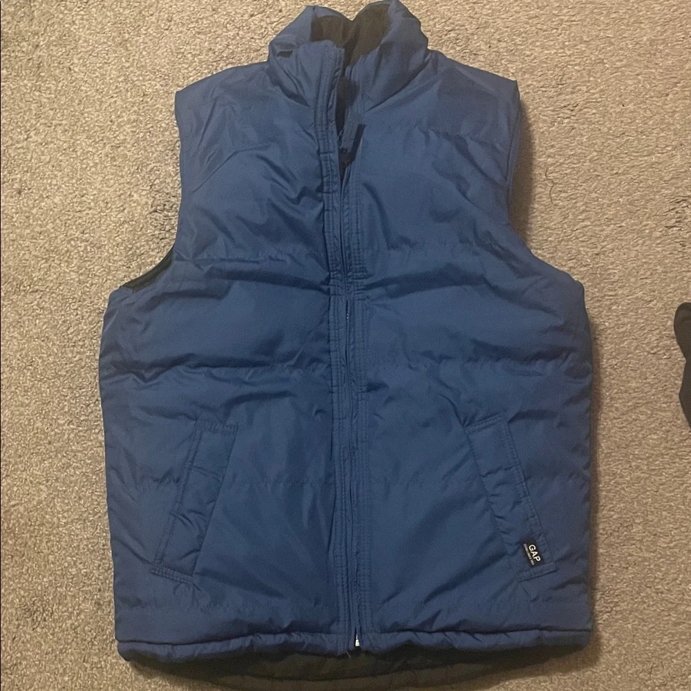 GAP Blue Quilted Puffer Vest with Zip